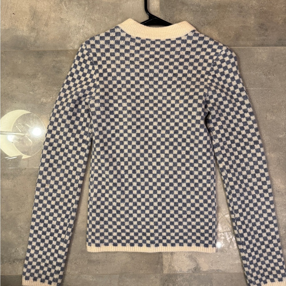 Oak + Fort Checkered Sweater with Front Cut-Out | S - Picture 5 of 5